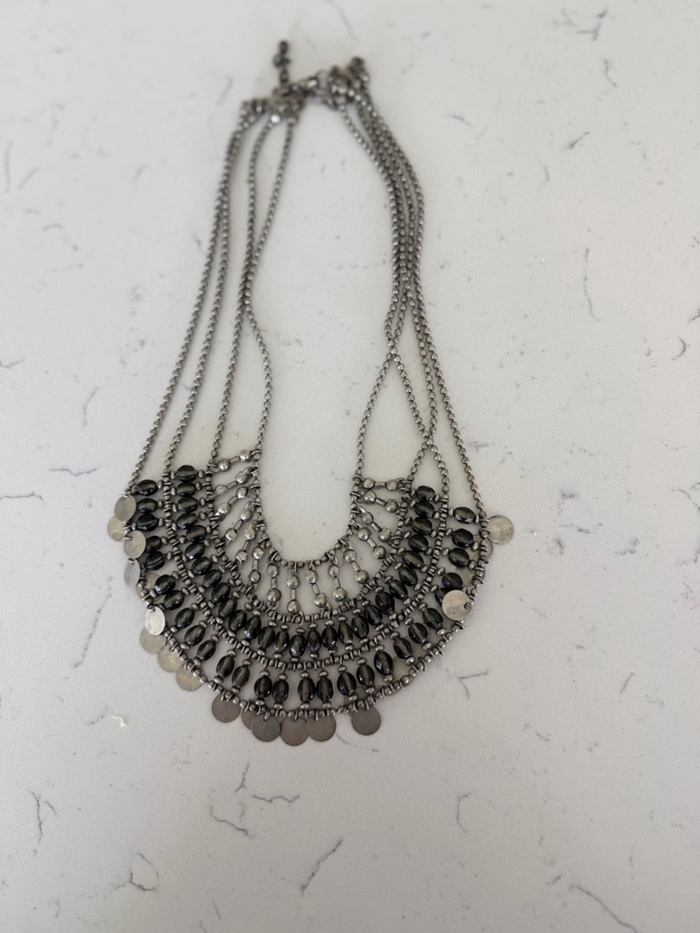 Free People Gunmetal Statement Coin Bib Necklace